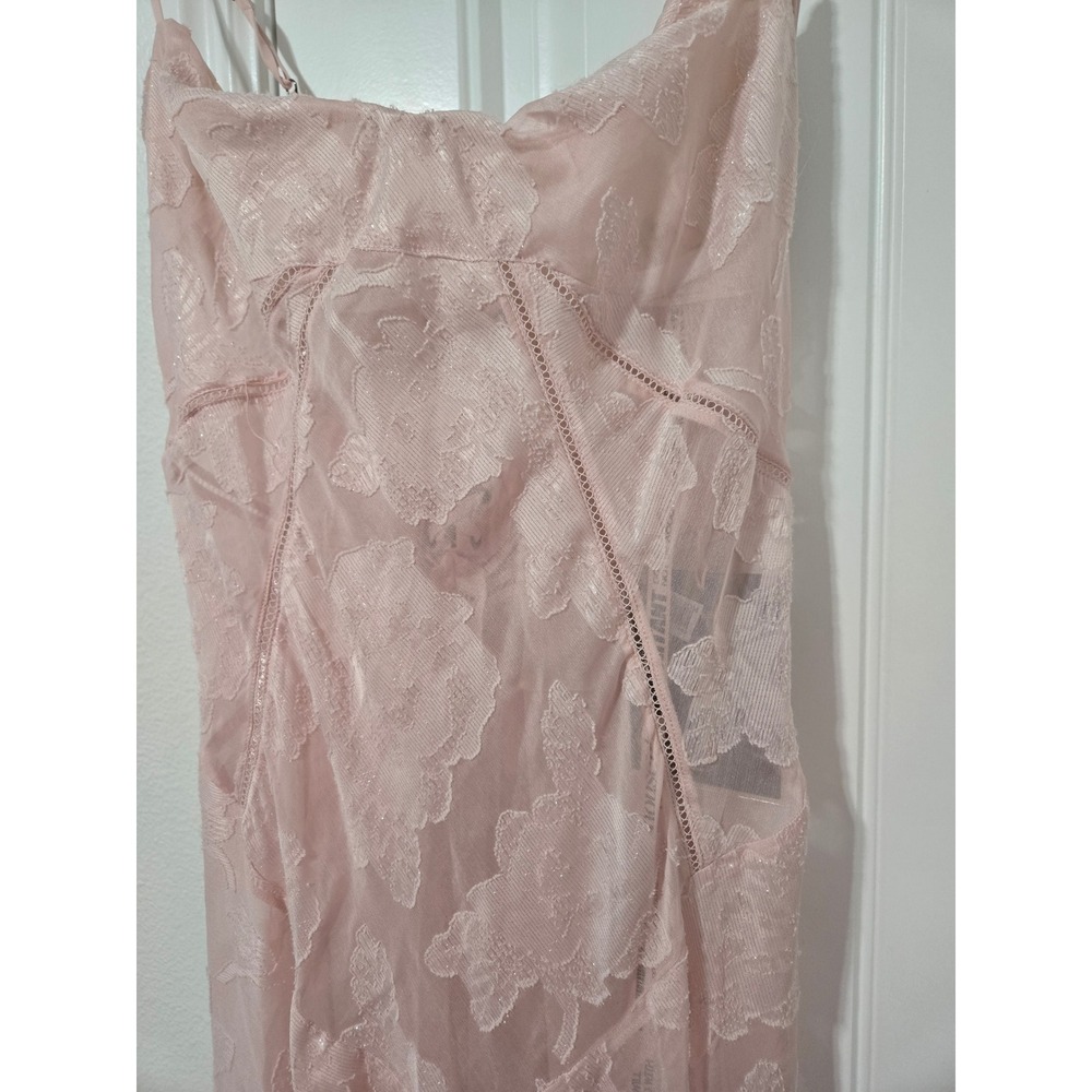 House of CB Women Seren Sheer Maxi Dress Blush Pink Floral Lace Back L - Picture 4 of 15